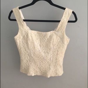 Natori Alencon Lace Ribbed Bustier Top, Small